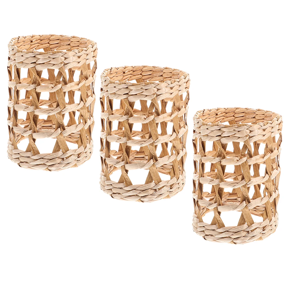 

3pcs Straw Sleeves Glass Mug Protective Covers Weaving Cup Sleeves Decorative Bottle Craft NonSlip Antiscald Holder