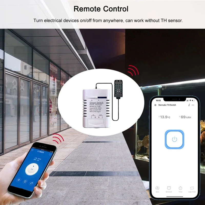 Interruptor Wifi inteligente para Ewelink, control de temperatura y humedad, 16A, 3000W, Sensor TH, para Alexa y Google Home