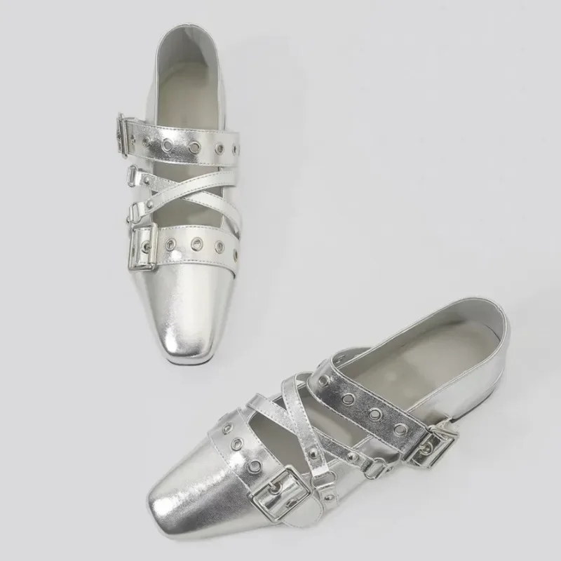 حذاء نسائي خفيف الوزن 2025 باليه فرنسي عتيق جديد داخل زيادة حذاء فردي برباط متقاطع حذاء ماري جين #1