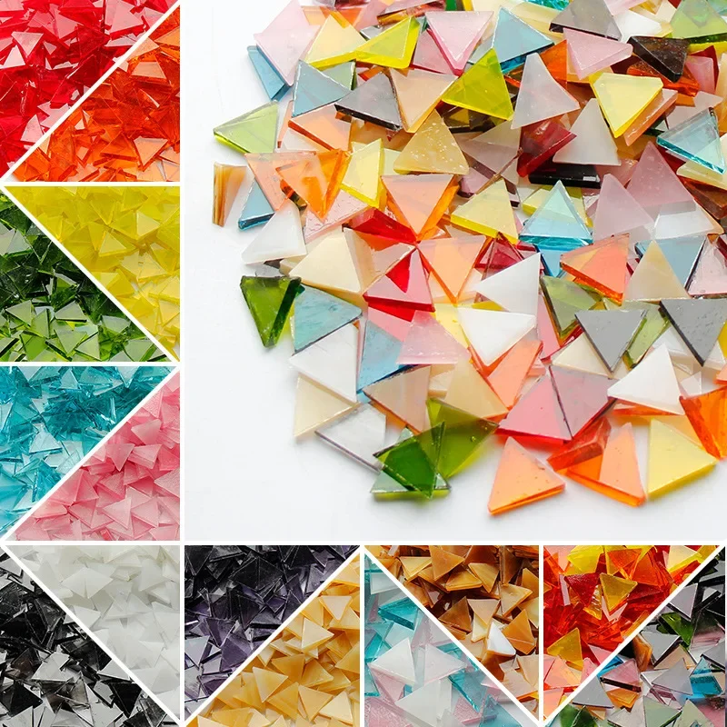 Triangular Colored Church Glass Opacification DIY Irregular Mosaic Material Granular Manual Candlestick Lamp Decoration Material