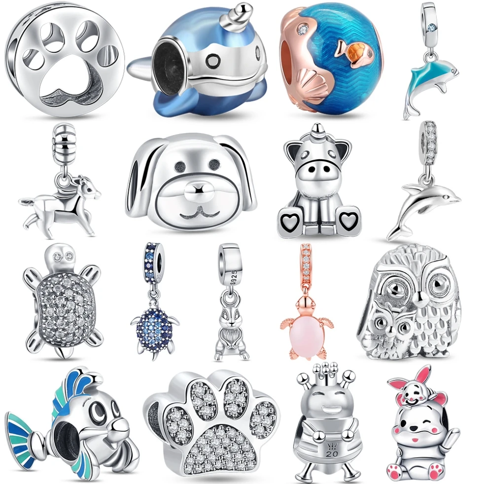 2026 Neuer Original 925 Sterling Silber Tier-Serie Schildkröten-Anhänger DIY Charms Armband Zubehör Damen Mode Schmuck Geschenk