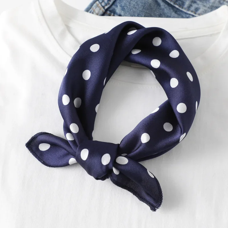 

50x50 Square Scarf Hair Tie Band For Business Party Women Elegant Small Vintage Skinny Retro Head Neck Silk Satin Scarf Present