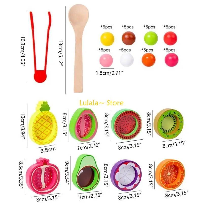 Y4QA 教育フルーツ認知色分類おもちゃクリップビーズのおもちゃ子供のための教育玩具子供クリスマスプレゼント