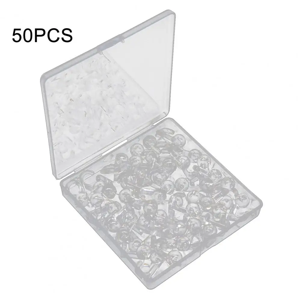 Black Push Pin Versatile Office Home Supplies 50pcs Push Pin with Hook Plastic Box for Cork Bulletin Board Whiteboard Wall Map