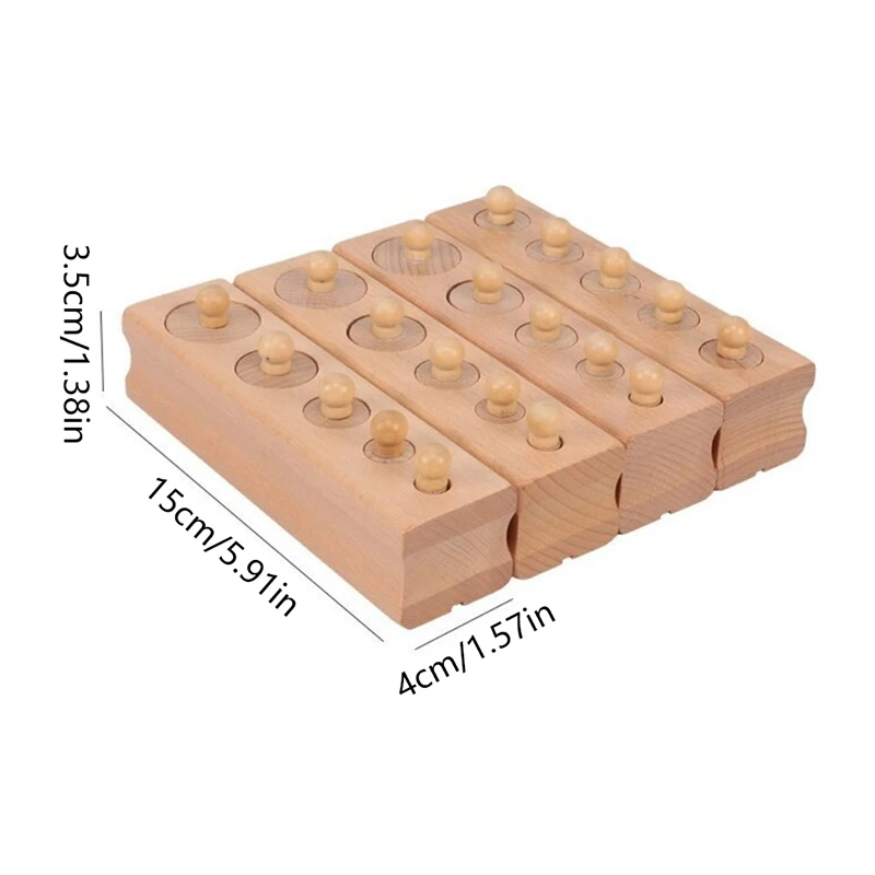 1 Juego de rompecabezas de cilindro Montessori, juguete para el desarrollo del bebé, práctica y sentidos, juguetes educativos de madera para niños