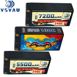 Upgraded VSVAW 2S 7.4V 5500/6200/7200mAh 130C/140C Lipo Battery For RC Cars Four Drive Off-Road Spare Shorty Battery