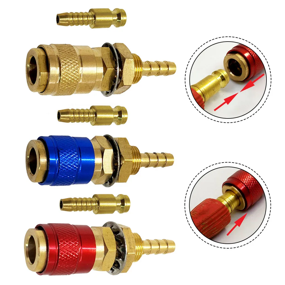 1set Red+Yellow+Blue Water Cooled&Gas Adapter Quick Connector Fitting For TIG Welding Torch Welding Torch Quick Connector