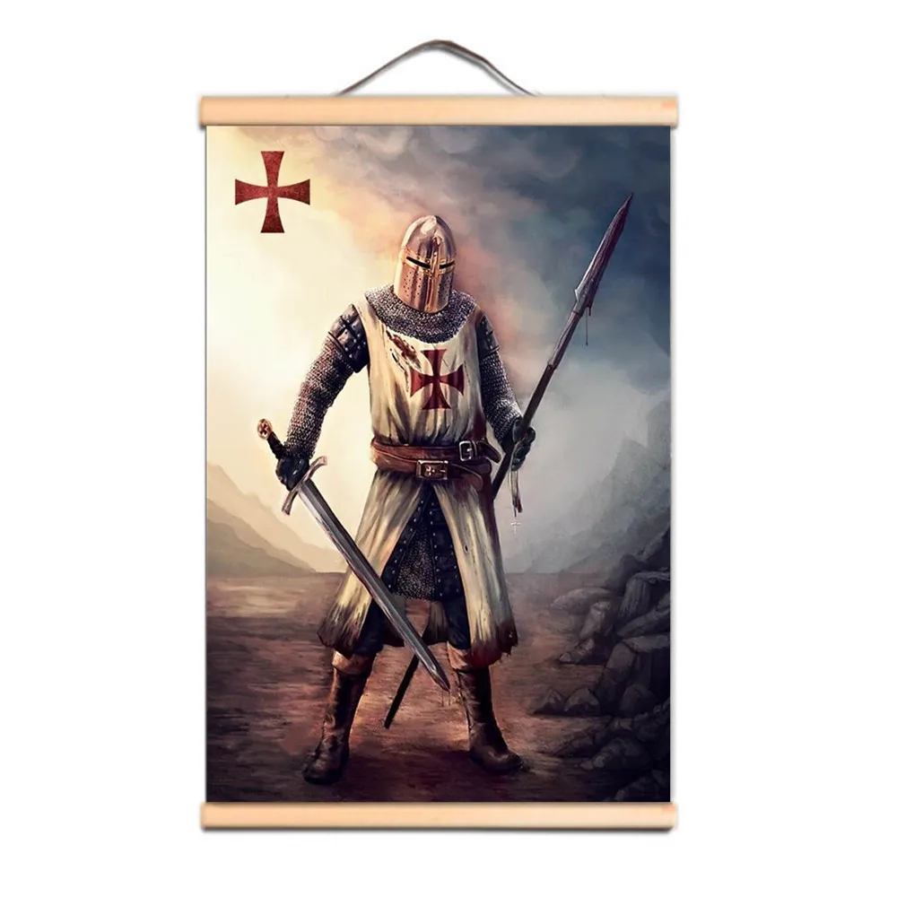 

Create a Classic Look in Your Room with This Canvas Scroll Painting - Vintage Knights Templar Armor Warrior Wall Art Poster B2