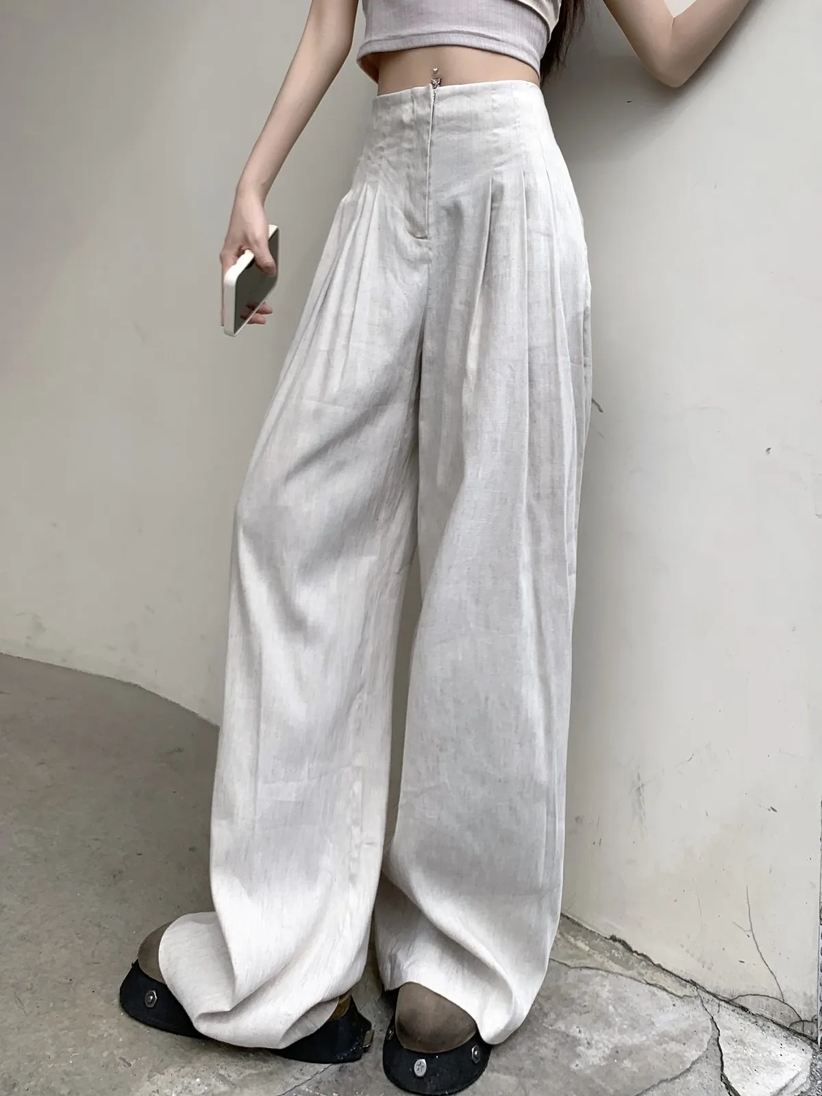 

ZHISILAO New Baggy Pants Women Casual Loose Thin High Waist Wide Leg Trousers Summer 2024