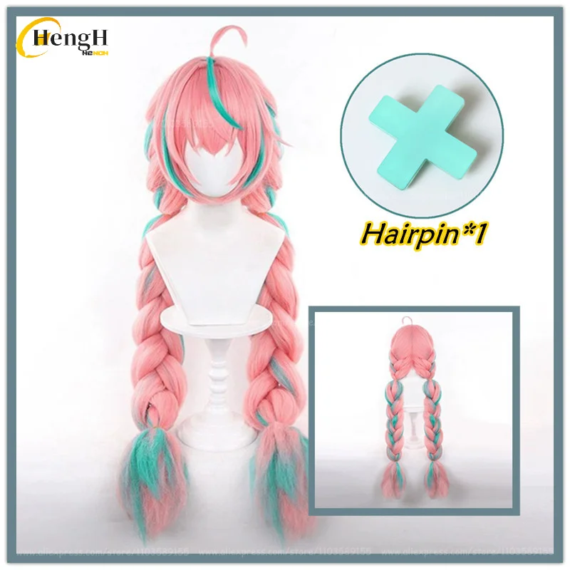 

New! Game Varesa Synthetic Hair Unisex 100cm Mixed Color Braid Wig And Hairpin Heat Resistant Hair Halloween Cosplay Anime Wigs