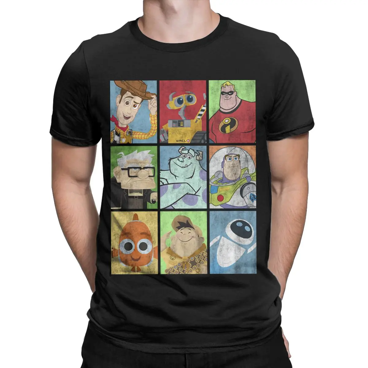 Men Pixar Panels Toy Story T Shirts Buzz Lightyear Cotton Clothing Crazy Short Sleeve Crew Neck Tees Printed T-Shirt