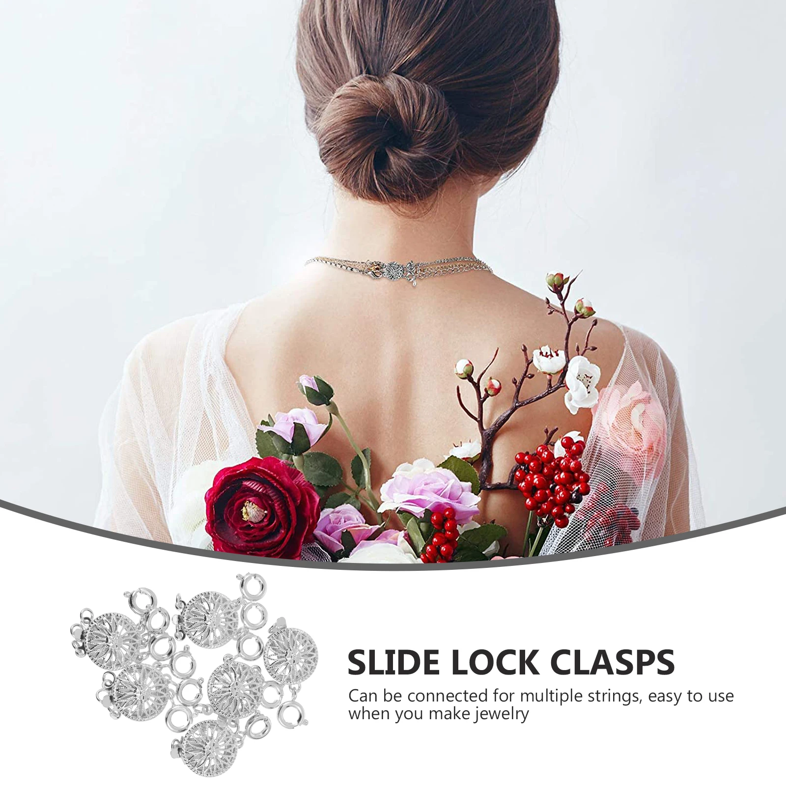 

6Pcs Metal Slide Lock Clasps Alloy Multi Strand Connectors for Layered Jewelry DIY Necklace Bracelet Buckles Slide Lock Clasps