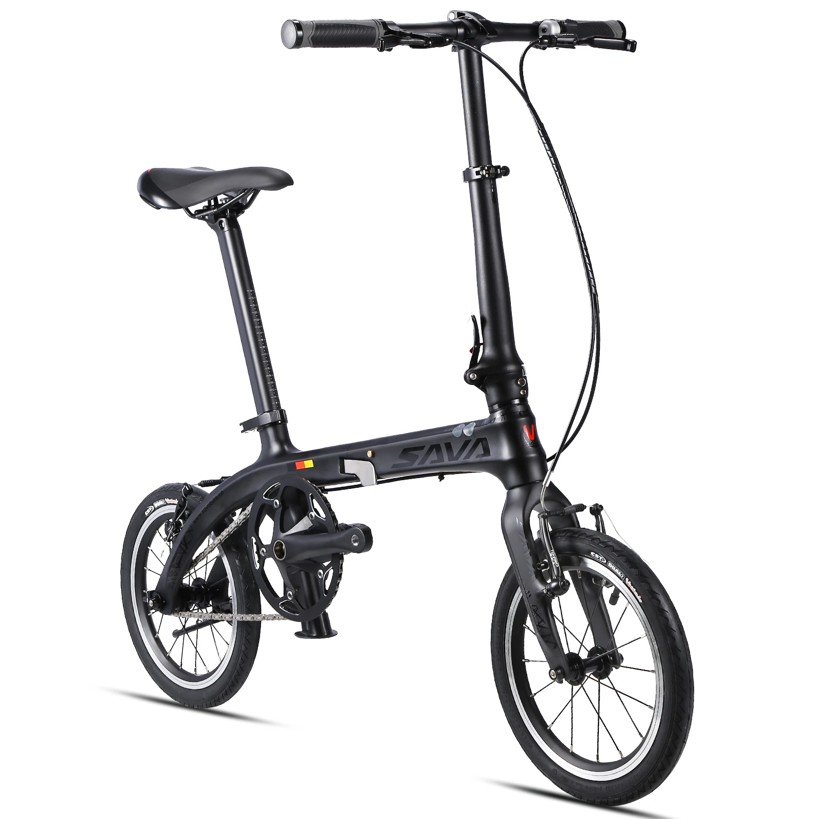 SAVA Z0 carbon fiber folding bicycle 14 inch student bicycle one-button folding bicycle 6.7kg light walking bicycle