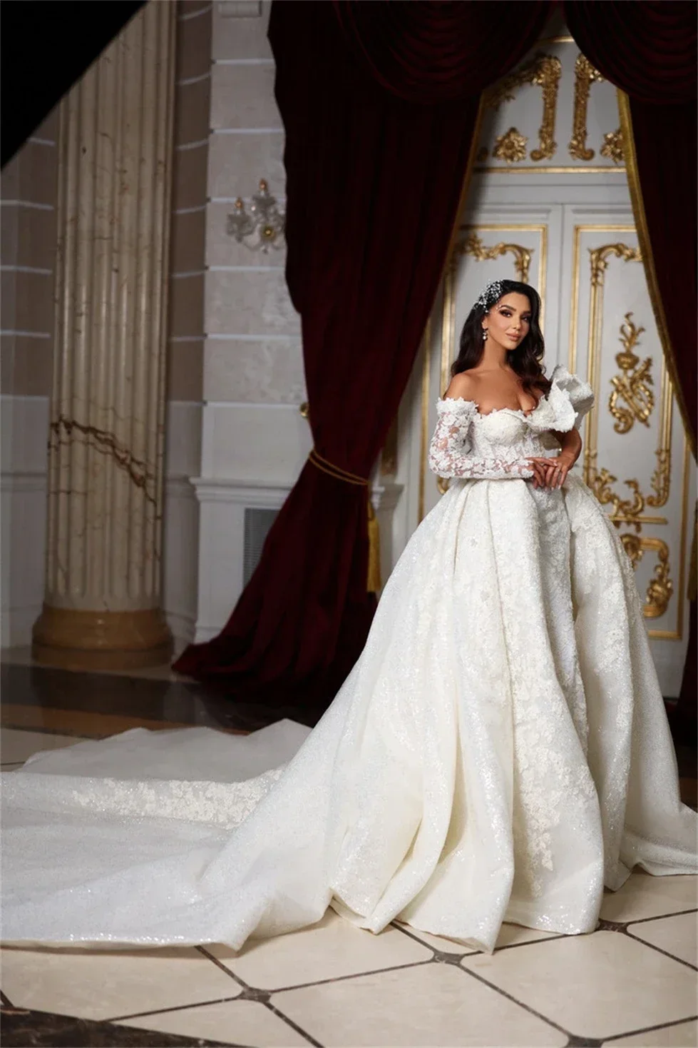 Aangepaste Sweetheart Kant Applicaties Zeemeermin Trouwjurk Voor Bruid Met Afneembare Trein Een Lange Mouw Robe De Marriage