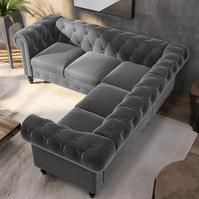 

yh-Corner Sofa Sectional U Shaped Classic Chesterfield Sectional Sofa Living Room Sofas#