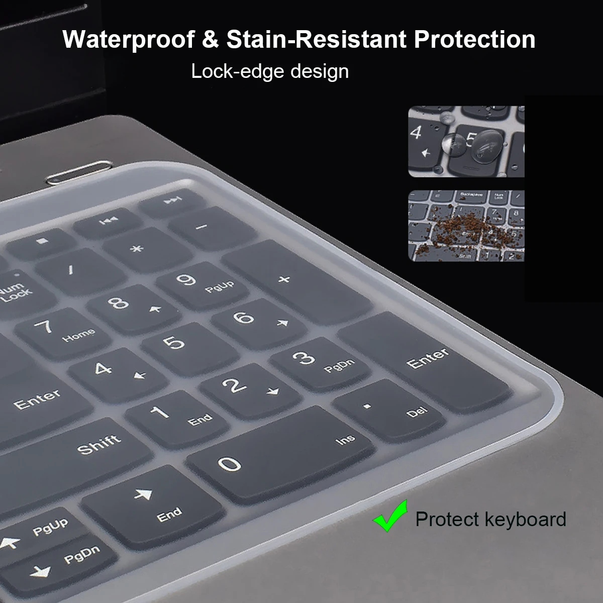 2pcs Universal Transparent Keyboard Cover Skin for 12-17 Inch Laptops and Notebooks,  Ultra-Thin Silicone Waterproof
