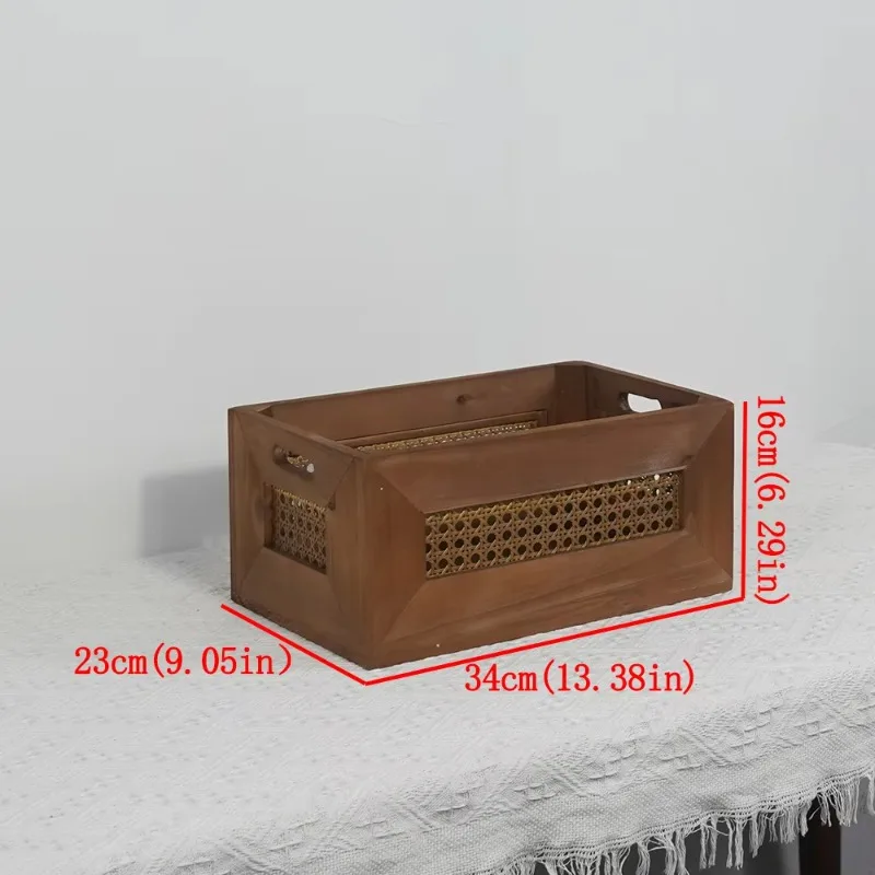 Aufbewahrungskorb aus gewebtem Massivholz, Schreibtisch-Organizer für Snacks, Kosmetika, verschiedene Gegenstände, Heimaufbewahrung und Organisation