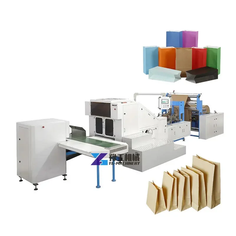 450W Shopper Making Food Kraft Paper Bag Auto Bagging Machine with Window Shopping Paper Bag Forming Machine