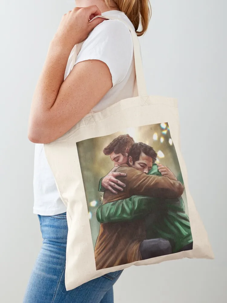 

Destiel reunion hug Tote Bag Canvas bag for women hand bags Women's shopper Handbags