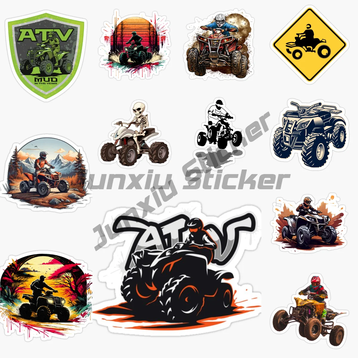 

All Terrain Vehicle ATV Enterprise Car Stickers, Cartoon Warning Signs, Graphic Helmet Simple and Cool Car Accessories Decals