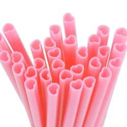 웨딩 신부 샤워 생일 파티 장식 독신 암탉 파티 용품에 대 한 20Pcs 하트 핑크 일회용 마시는 빨 대