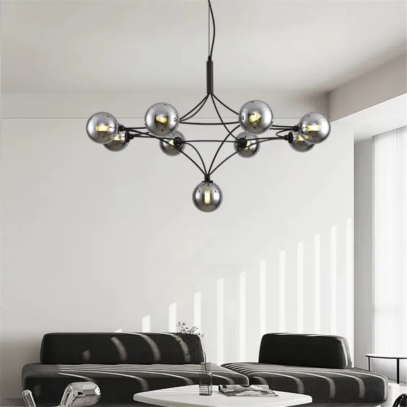 Glass sphere molecular chandelier, living room, bedroom, bar, art dining room chandelier