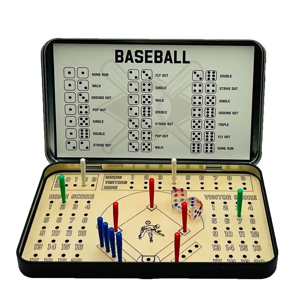 Juego de viaje de béisbol de madera, tablero de ajedrez divertido, juego de mesa de dados para nudillos de fútbol, juego familiar funcional, juguete interactivo