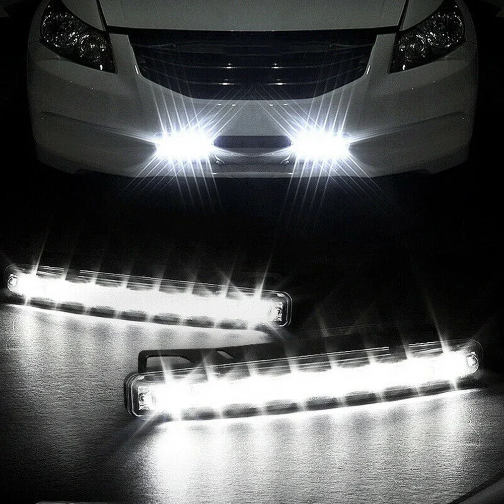 

2PCS 12V 6000-6500K 8-LED Daytime Running Lights Car Driving DRL Fog Lamp Super Super White Color For Safety Driving Car Lights