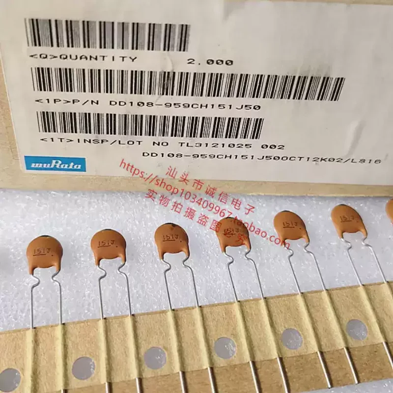 5-100pcs Japanese low-voltage ceramic capacitors 151J 150PF 50V high-frequency low-voltage capacitors