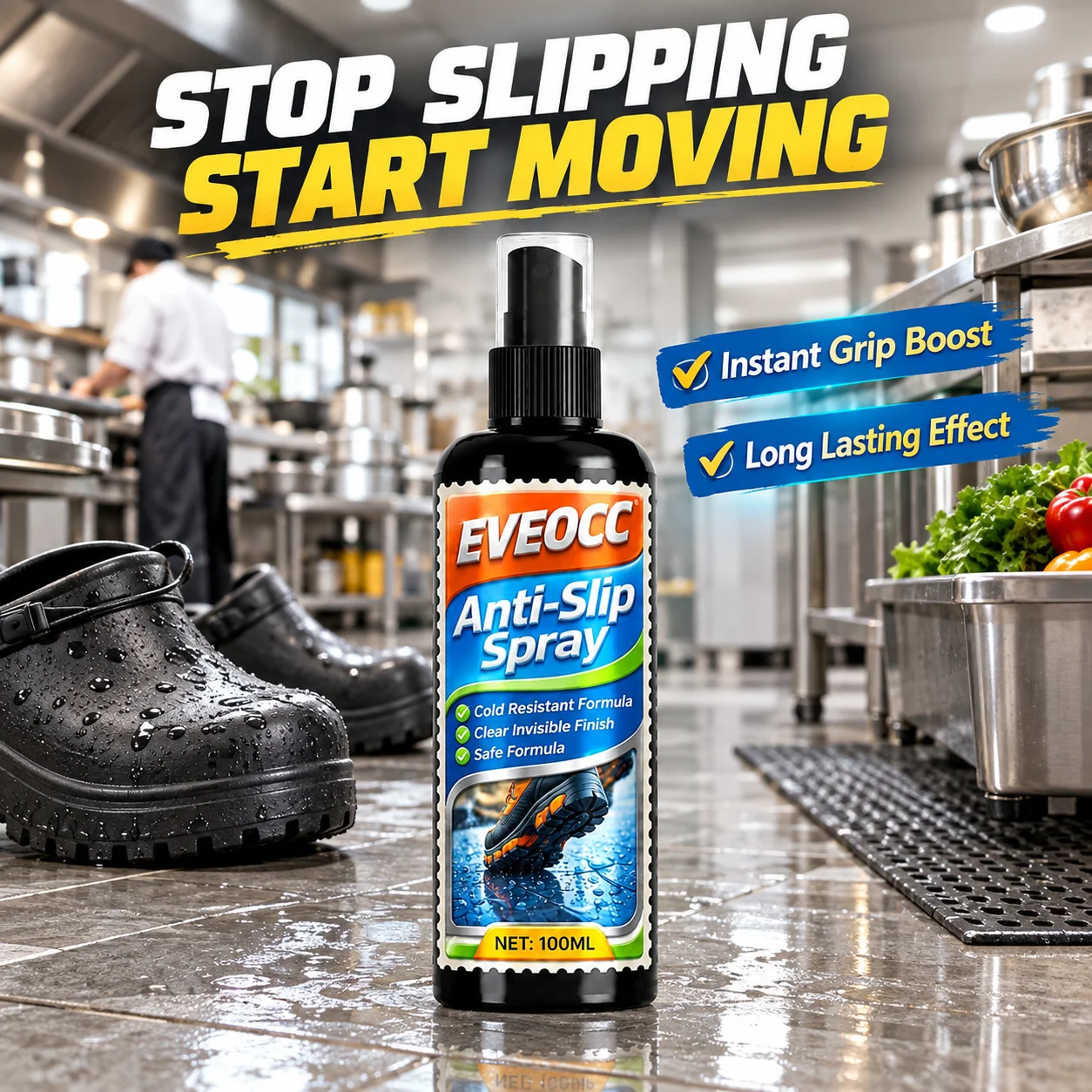 100ml Shoe Anti-Slip Spray Instant Grip Enhancer for Wet Floor Anti Slip Sole Treatment