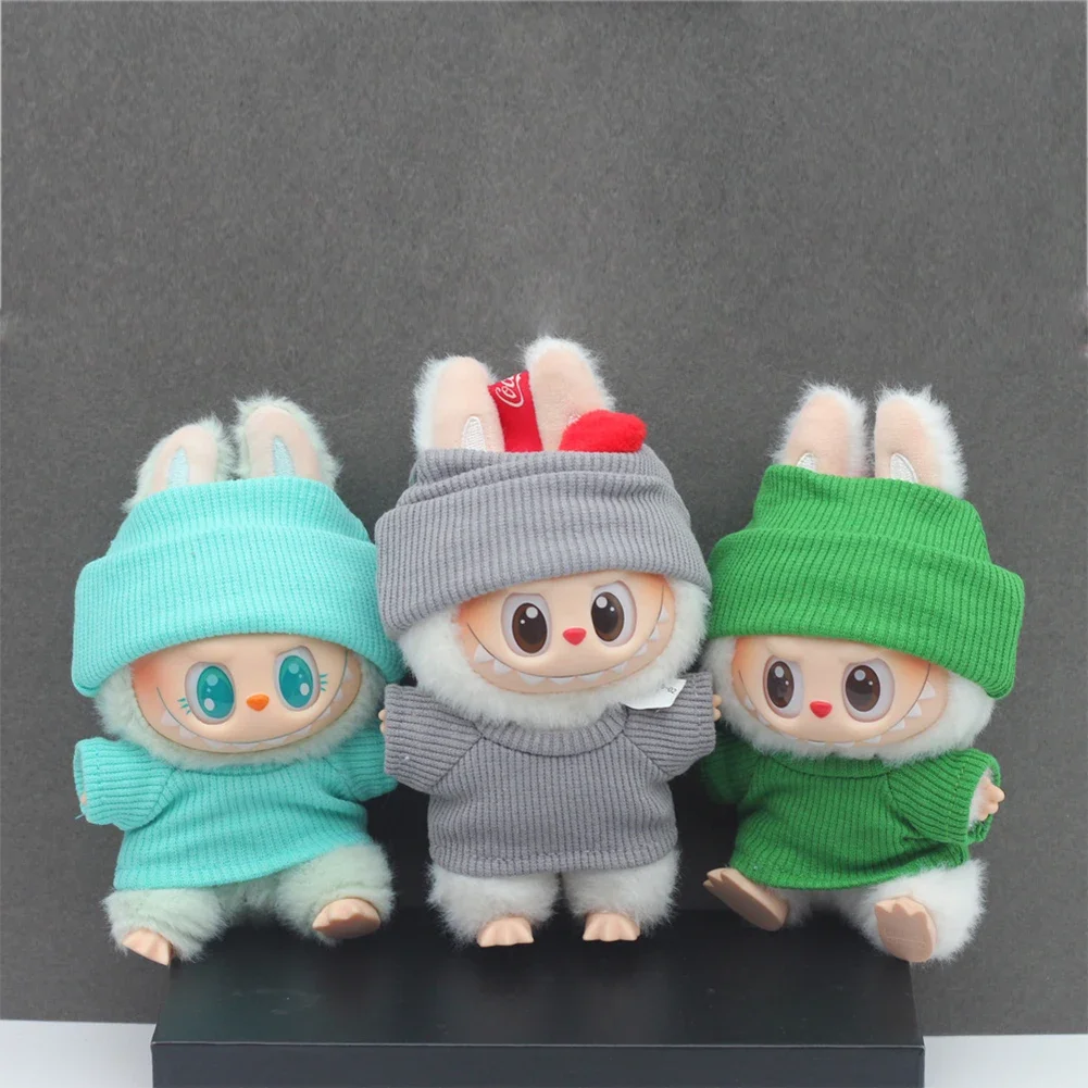 for 15/17cm Ropa Labubu Doll Clothes Match Knitted Hat Sweater Set T-shirt Dopamine Color Matching Fashion Design