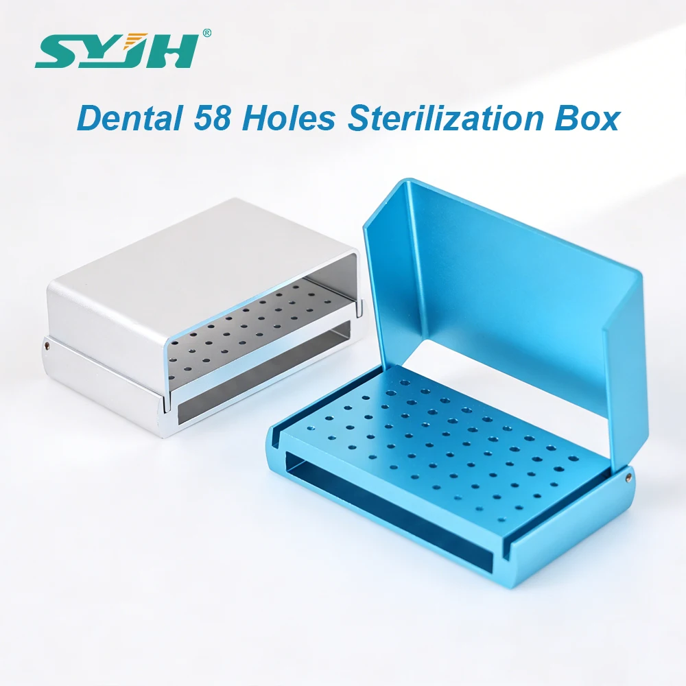 

SYJH Dental 58 Holes Sterilization Box Autoclavable Dental High/low Speed Burs Aluminium Alloy Instrument Dentistry Tools