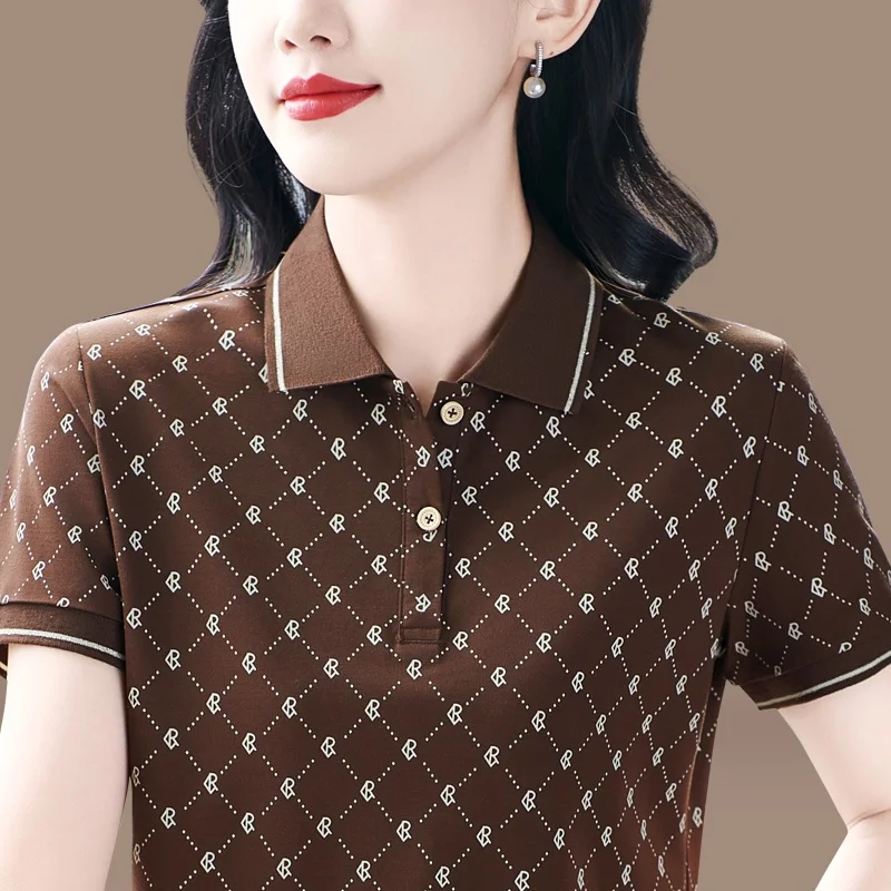 

Faionable ort Sve irt Women's Summer 2025 New Sle Versatile Youthful Turn-down Collar Casual Spor Top