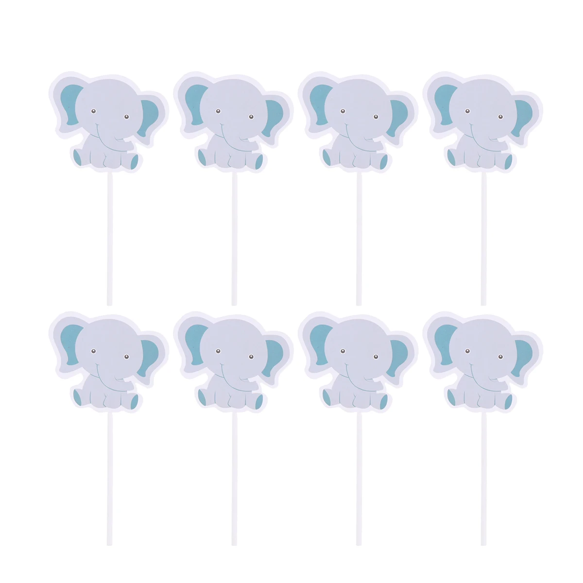 

48 Pcs Elephant Shape Cake Toppers Cupcake Picks Party Decoration Bamboo Dessert Accessories Birthday Supplies