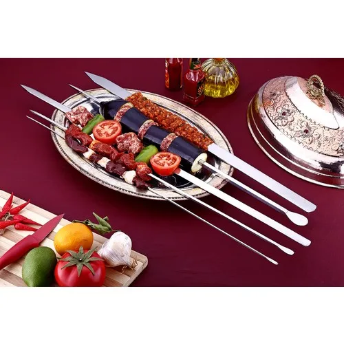 Gönen Steel Skewers Stainless Steel Kebab Skewer 3 Pcs (Adana Kiyma Skewers)