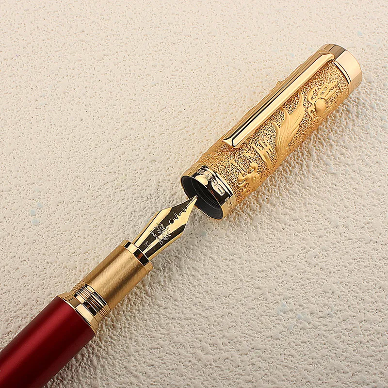 Imagem -05 - Jinhao Dragon Spirit Caneta-tinteiro Caneta de Metal f Heartbeat Nib Papelaria Estudante Material Escolar Business Office Luxo 2024