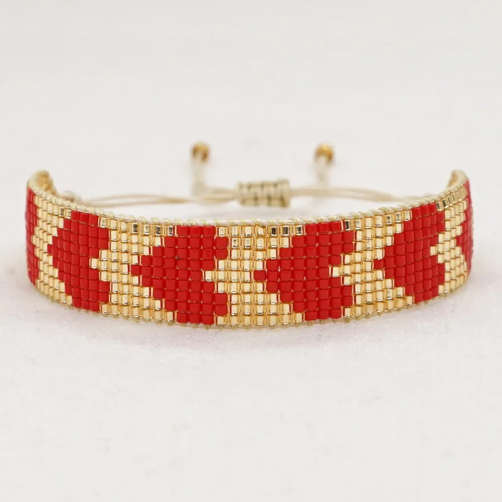 Beaded Bracelet  Hand woven  fashion  Adjustable  heart-shaped  pattern  Simplicity  Bohemia  Unisex  Rice Ball Bracelet