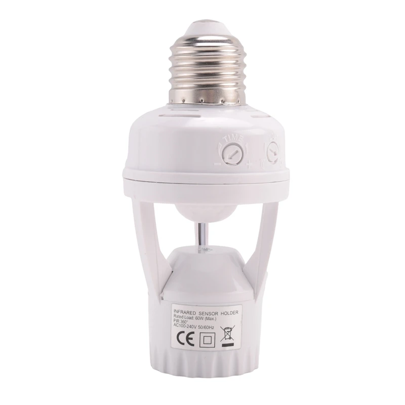 E27 LED 220V Screw Light Bulb Holder LED PIR Infrared Motion Sensor Lamp With Switch Socket Identify E27 Motion Sensor