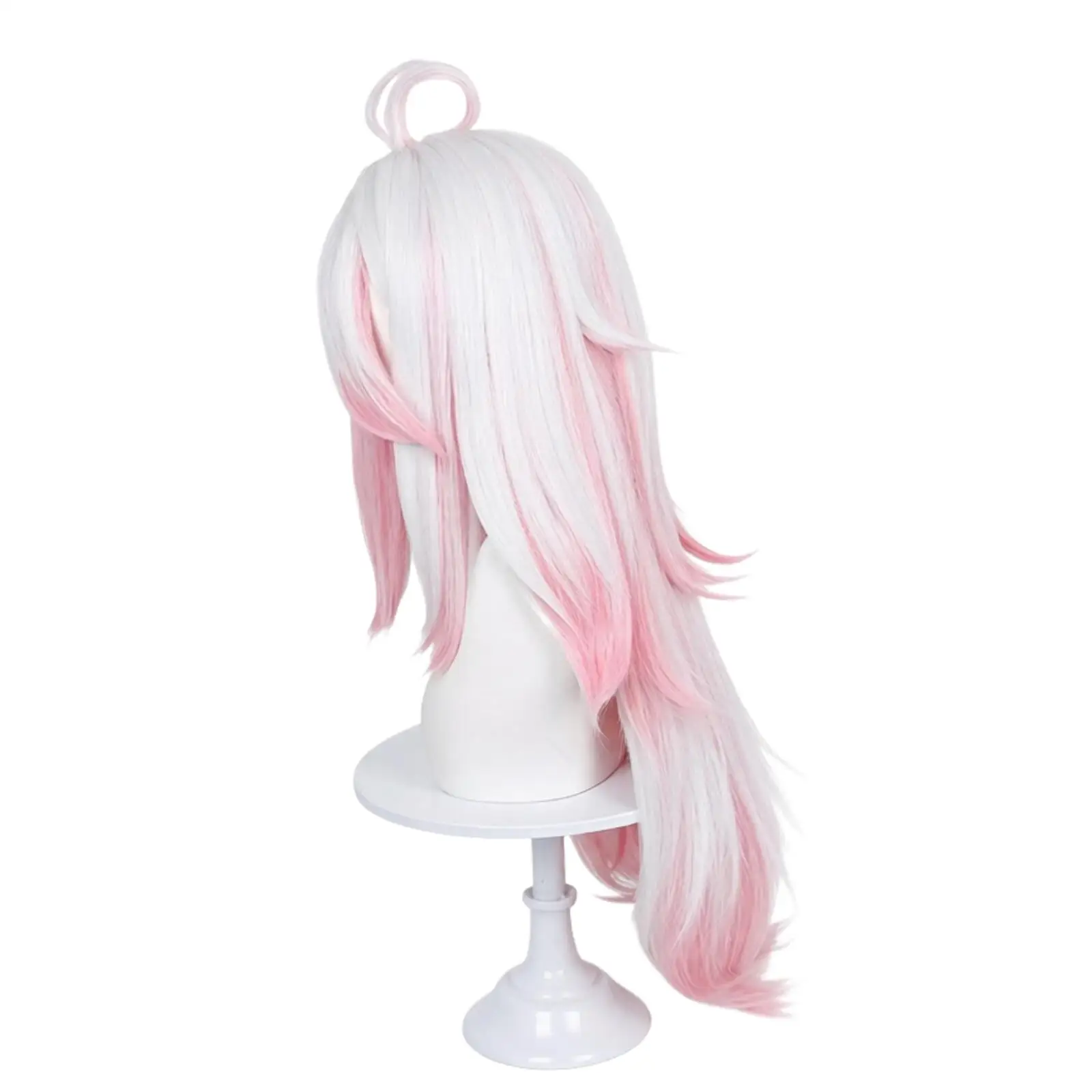 Iris Cosplay Wig Anime Girl White Pink Ombre Long Straight Wig with Curly Ahoge Fringe Bangs Synthetic Hair for Halloween Party - view 3