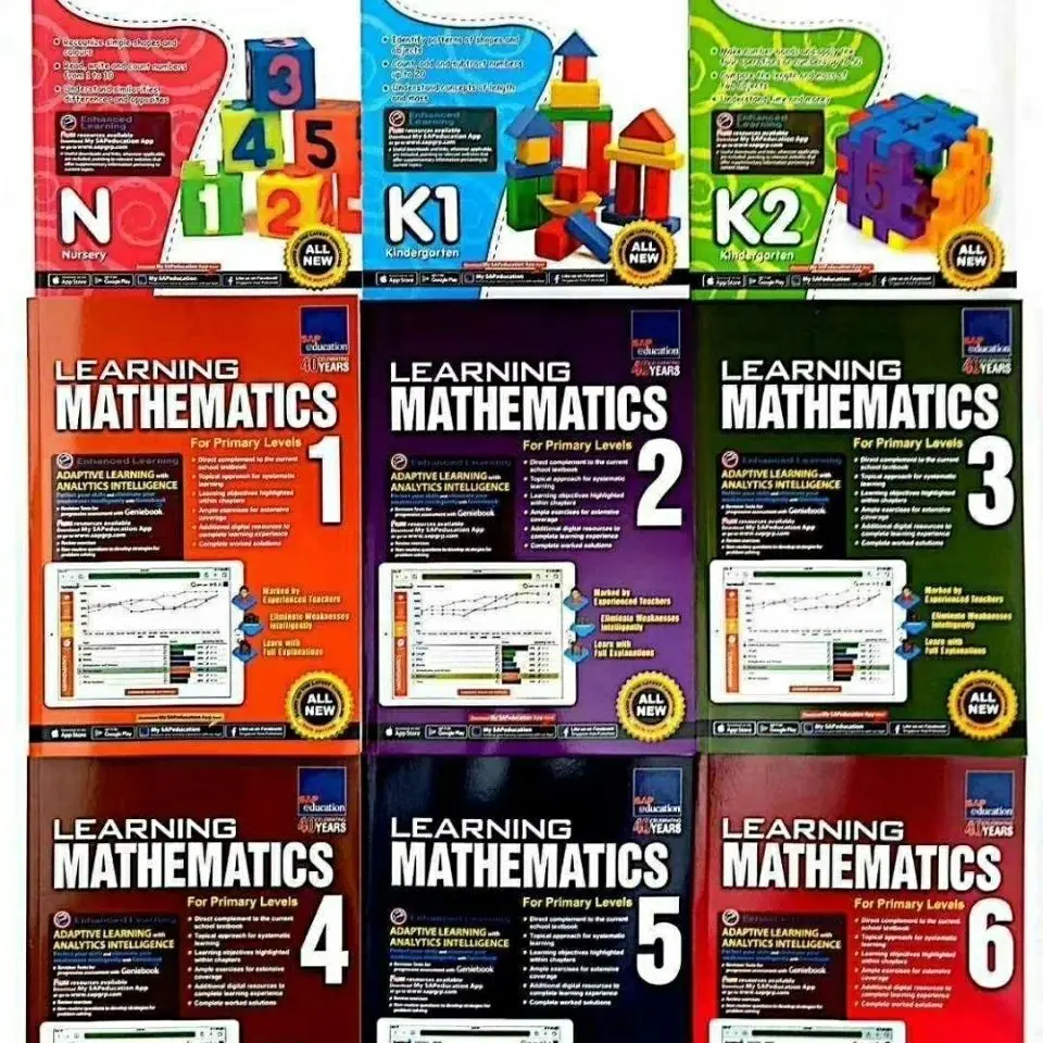 

9Pieces/Lot SAP Learning Mathematics Book Grade 1-6 Children Learn Math Books Education Book Singapore Primary School Textbooks