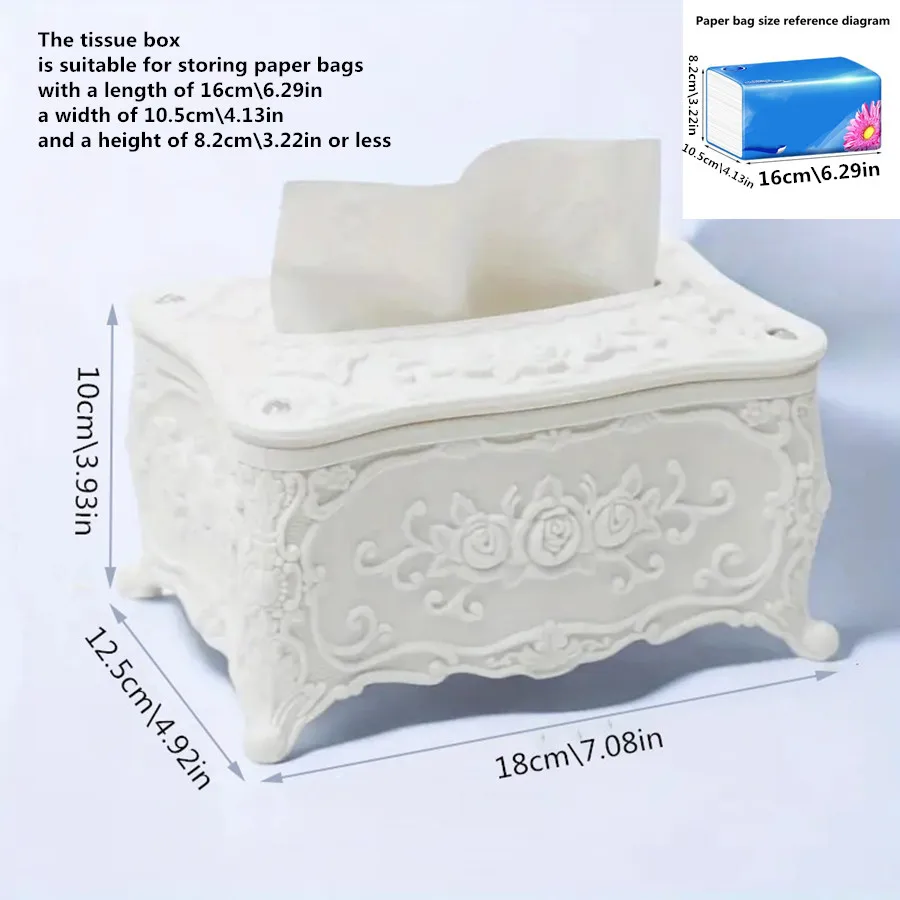 European Style Tissue Box, High-end Hotel Restaurant Napkin Extraction Box, Living Room Desktop Paper Extraction Storage Box