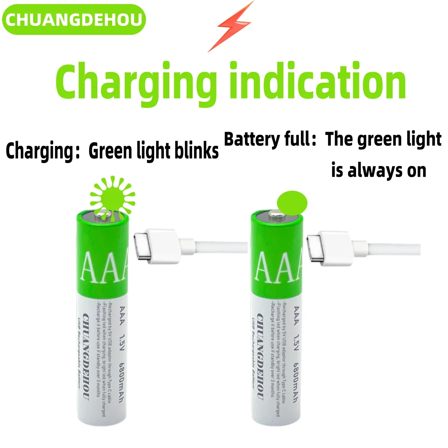 AAA battery USB power adjustable AAA1.5V 6800mAh lithium battery,USB-C direct fast charging,AAA battery USB rechargeable battery