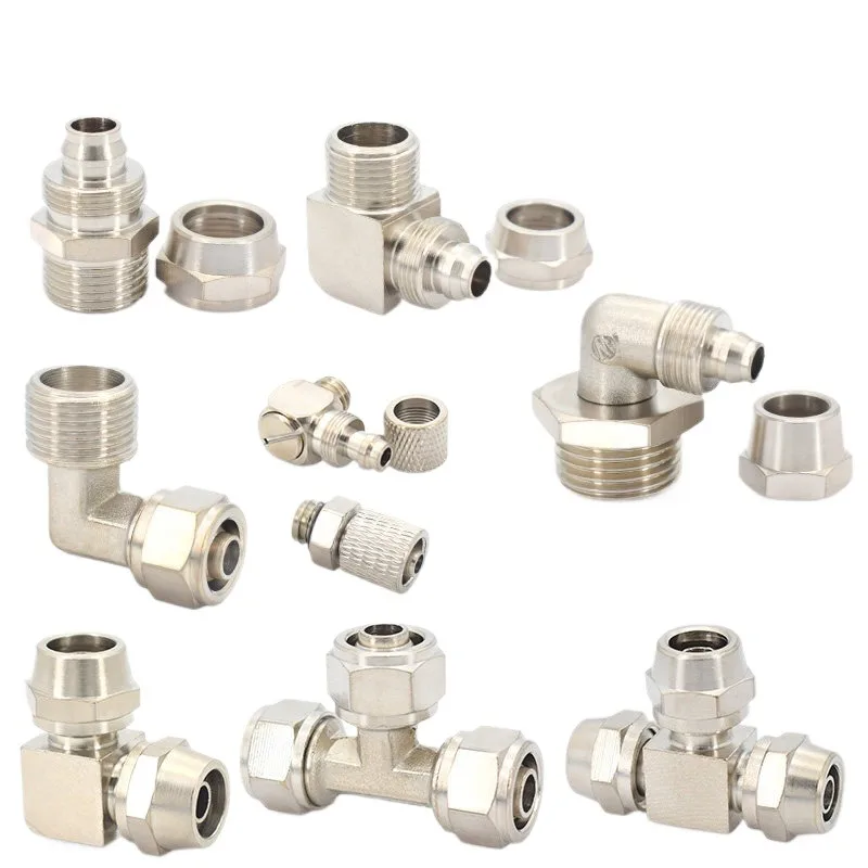 Fotografia 4: Conector Rápido para Mangueira de Ar em Tê de 3 Vias com Redutor Igual de 6, 8, 10, 12, 14, 16 mm, Rosca Macho BSP de 1/8, 1/4, 3/8, 1/2 polegadas em Latão