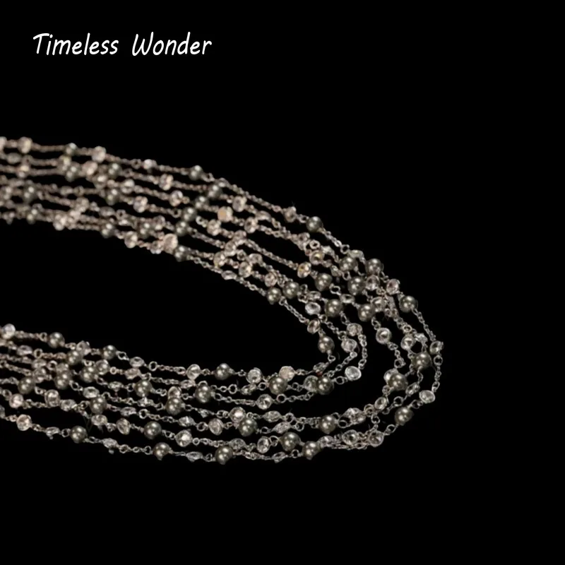 Timeless Wonder Fancy Zircon Strand Glass Beaded Necklace Women Designer Jewelry Sweet Trendy Rare Classy Elegant Neat Top 7524