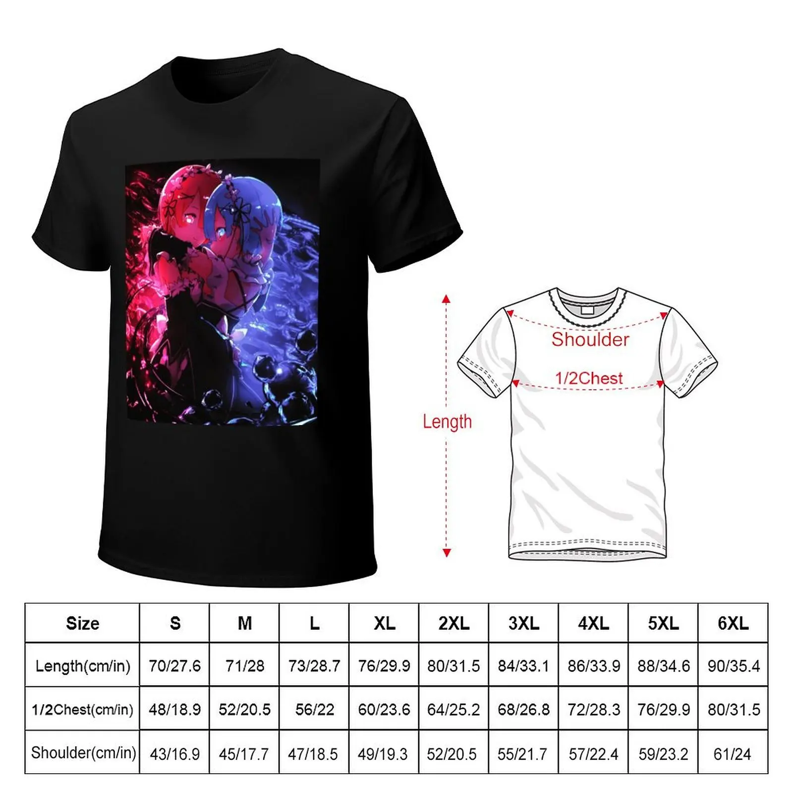 Rem and Ram ( re zero ) T-Shirt Blouse kawaii clothes Short sleeve tee plain tshirts for men