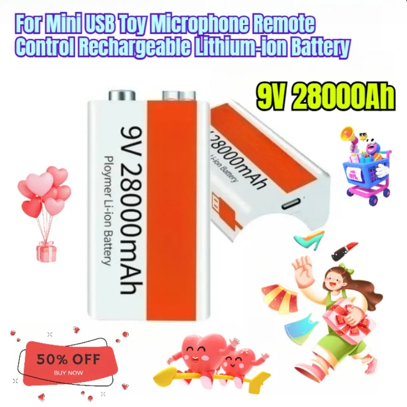 

9V 28000Ah for Mini USB Toy Microphone Remote Control Rechargeable Lithium-ion Battery
