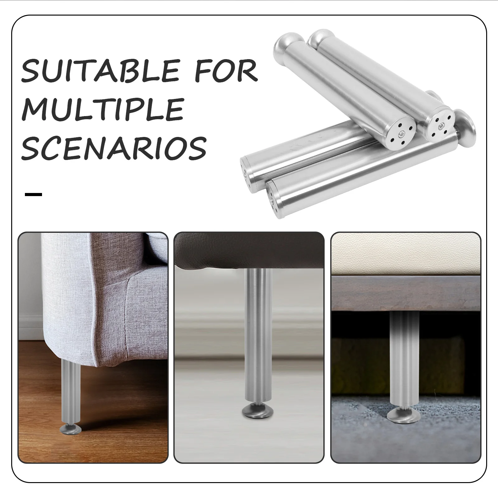 4 قطعة أقدام أثاث من الفولاذ المقاوم للصدأ أرجل قابلة للتعديل لكرسي طاولة خزانة رف الكتب المضادة للانزلاق ارتداء مقاومة مستوي منصات