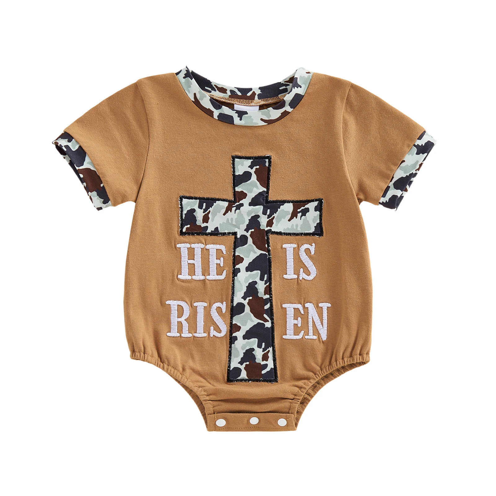 

Пасхальный комбинезон для маленьких мальчиков, модный милый комбинезон с буквенным принтом и круглым вырезом, с короткими рукавами