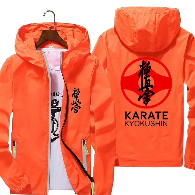 Kyokushin Men Karate Symbol and Kanji Bomber Jacket Windbreaker Skin Streetwear Reflective Coat Sunscreen Fashion Clothing