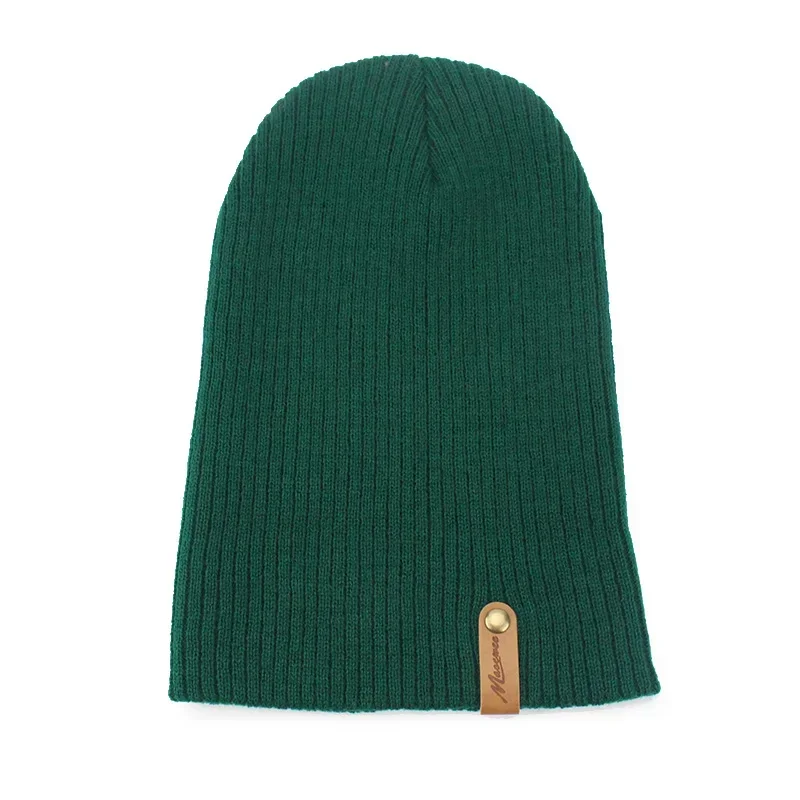 Women Men Crochet Beanie Hat Soft Warm Cap Autumn Winter Female Unisex Adult Knitted Solid Color Green Black Casual Skullies Hat